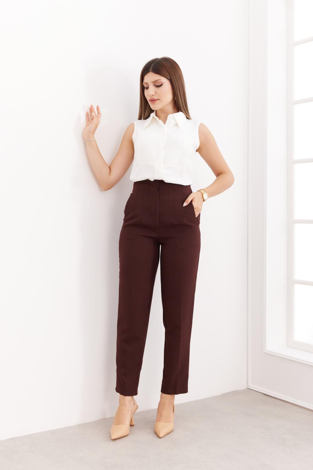 Zara Model Kumaş Pantolon-Kahverengi